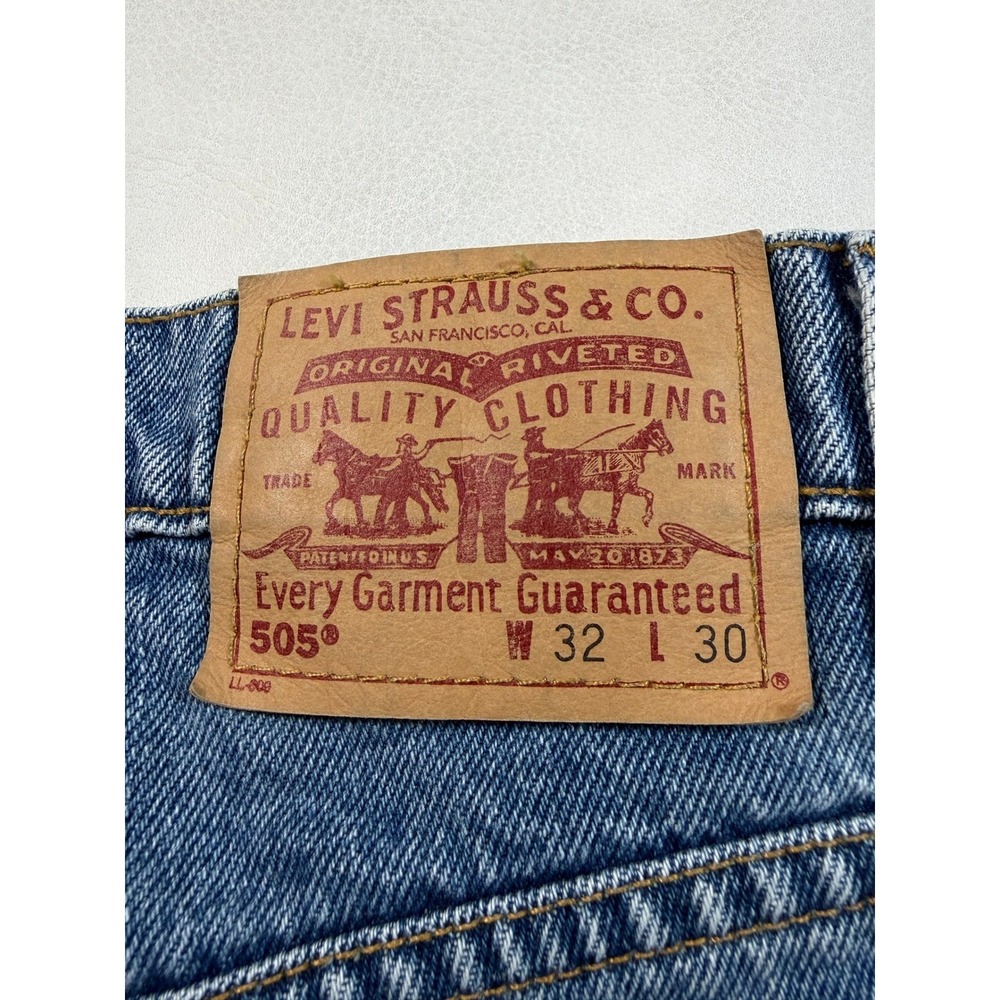 1998 Levis 505 Regular Fit Straight Leg Mens 30x30 Jeans Blue Vintage - Picture 10 of 11